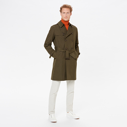 MEN TRENCH, MILITARY GREEN, SIZE 58