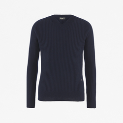 UNISEX FLAT RIBBED "V" NECK, BLUE NAVY, SIZE XL