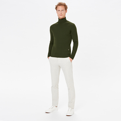 UNISEX FLAT RIBBED TURTLENECK, MILITARY GREEN, SIZE XXL