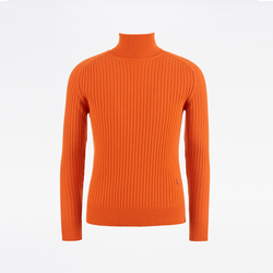 UNISEX FLAT RIBBED TURTLENECK, ORANGE, SIZE S