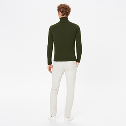 UNISEX FLAT RIBBED TURTLENECK, MILITARY GREEN, SIZE L