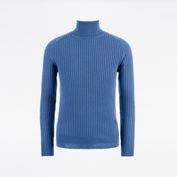 UNISEX FLAT RIBBED TURTLENECK, BLUE MÉLANGE, SIZE XS