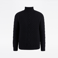 UNISEX ARAN TURTLENECK, BLACK, SIZE XXL
