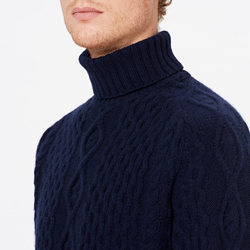 UNISEX ARAN TURTLENECK, DARK NAVY, SIZE L