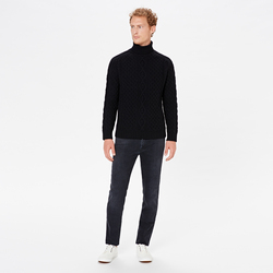 UNISEX ARAN TURTLENECK, BLACK, SIZE XS