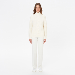UNISEX ARAN TURTLENECK, WHITE, SIZE XS