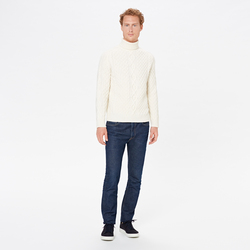 UNISEX ARAN TURTLENECK, WHITE, SIZE L