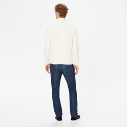 UNISEX ARAN TURTLENECK, WHITE, SIZE L