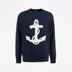 UNISEX CREW NECK WITH ANCHOR, BLUE NAVY, SIZE S