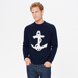UNISEX CREW NECK WITH ANCHOR, BLUE NAVY, SIZE S