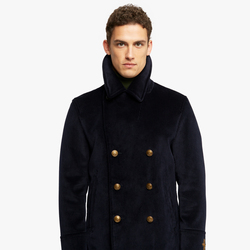 MEN CORDUROY AMALFI GOLD PEACOAT, DARK NAVY, SIZE 48