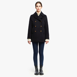 CASHMERE BLEND CALIPSO WOMEN PEACOAT, DARK NAVY, SIZE 36