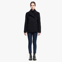 CASHMERE BLEND DAFNE WOMEN PEACOAT, DARK NAVY, SIZE 44