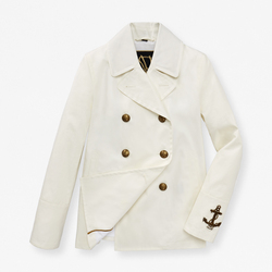 WOMEN COTTON PEACOAT, WHITE, SIZE 38