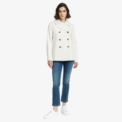 WOMEN COTTON PEACOAT, WHITE, SIZE 38