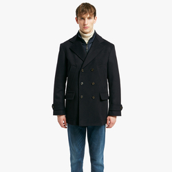 CASHMERE BLEND SUPER CABAN MEN WITH DETACHABLE BLOUSON, DARK NAVY, SIZE 52