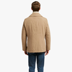 BRUSHED COTTON AMALFI MEN PEACOAT, DARK BEIGE, SIZE 44