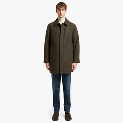 PURE VERGIN WOOL MEN AMBROEUS COAT WITH GOOSE-DOWN FILLING, MICROCHECK, SIZE.50
