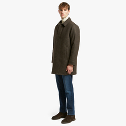 PURE VERGIN WOOL MEN AMBROEUS COAT WITH GOOSE-DOWN FILLING, MICROCHECK, SIZE.46