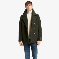 AMALFI MEN PEACOAT, MILITARY GREEN, SIZE 50