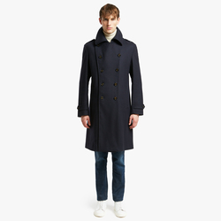 WOOLLEN ORIONE MEN TRENCH, DARK NAVY, SIZE 52
