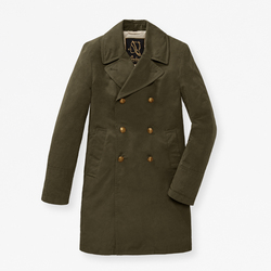 BRUSHED COTTON GENOVA MEN PEACOAT, MILITARY GREEN, SIZE 44