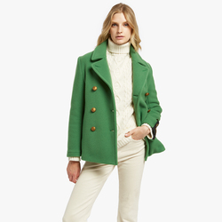 DOUBLE WOOL VENERE WOMEN PEACOAT, GREEN, SIZE 36