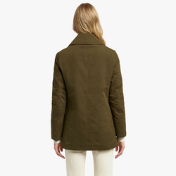 BRUSHED COTTON CALIPSO WOMEN PEACOAT, MILITARY GREEN, SIZE 40