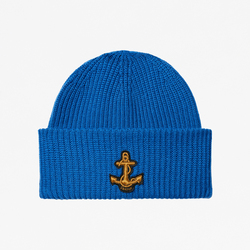 WOOL BEANIE WITH ANCHOR PATCH, BLUETTE, ONE SIZE