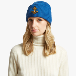 WOOL BEANIE WITH ANCHOR PATCH, BLUETTE, ONE SIZE
