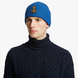 WOOL BEANIE WITH ANCHOR PATCH, BLUETTE, ONE SIZE