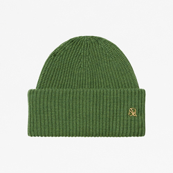 WOOL BEANIE WITH BRASS RIVET, GREEN, ONE SIZE