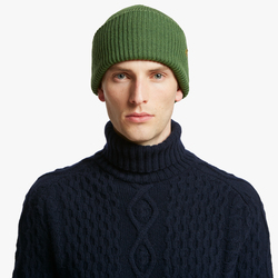 WOOL BEANIE WITH BRASS RIVET, GREEN, ONE SIZE