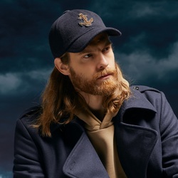 CASHMERE BLEND BASEBALL CAP WITH ANCHOR PATCH, DARK NAVY, ONE SIZE