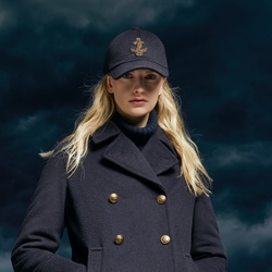 CASHMERE BLEND BASEBALL CAP WITH ANCHOR PATCH, DARK NAVY, ONE SIZE