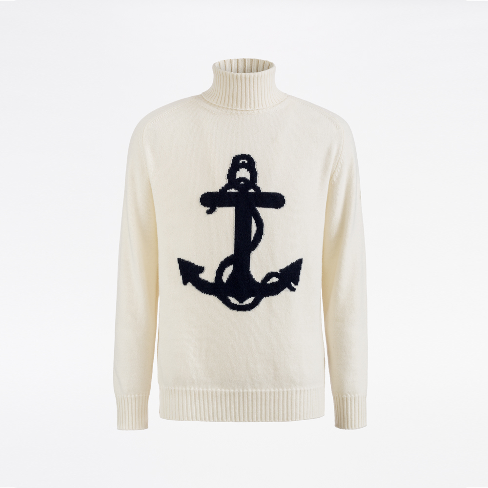 UNISEX TURTLENECK WITH ANCHOR, BLUE NAVY, SIZE XS