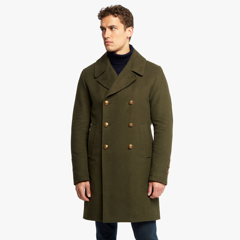 Army green peacoat on sale mens