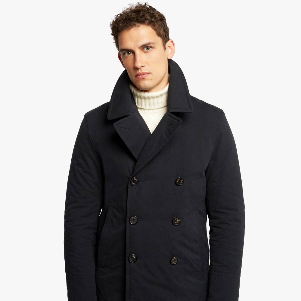 BRUSHED COTTON AMALFI MEN PEACOAT, DARK NAVY, SIZE 54 - Sealup