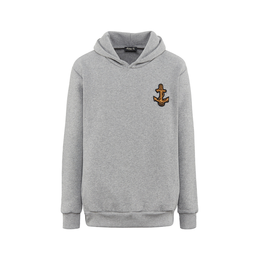 UNISEX HOODIE WITH ANCHOR, GREY, SIZE XXL