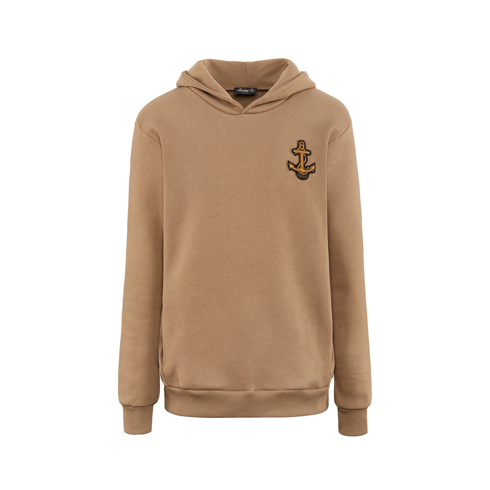 UNISEX HOODIE WITH ANCHOR, CREAM, SIZE S