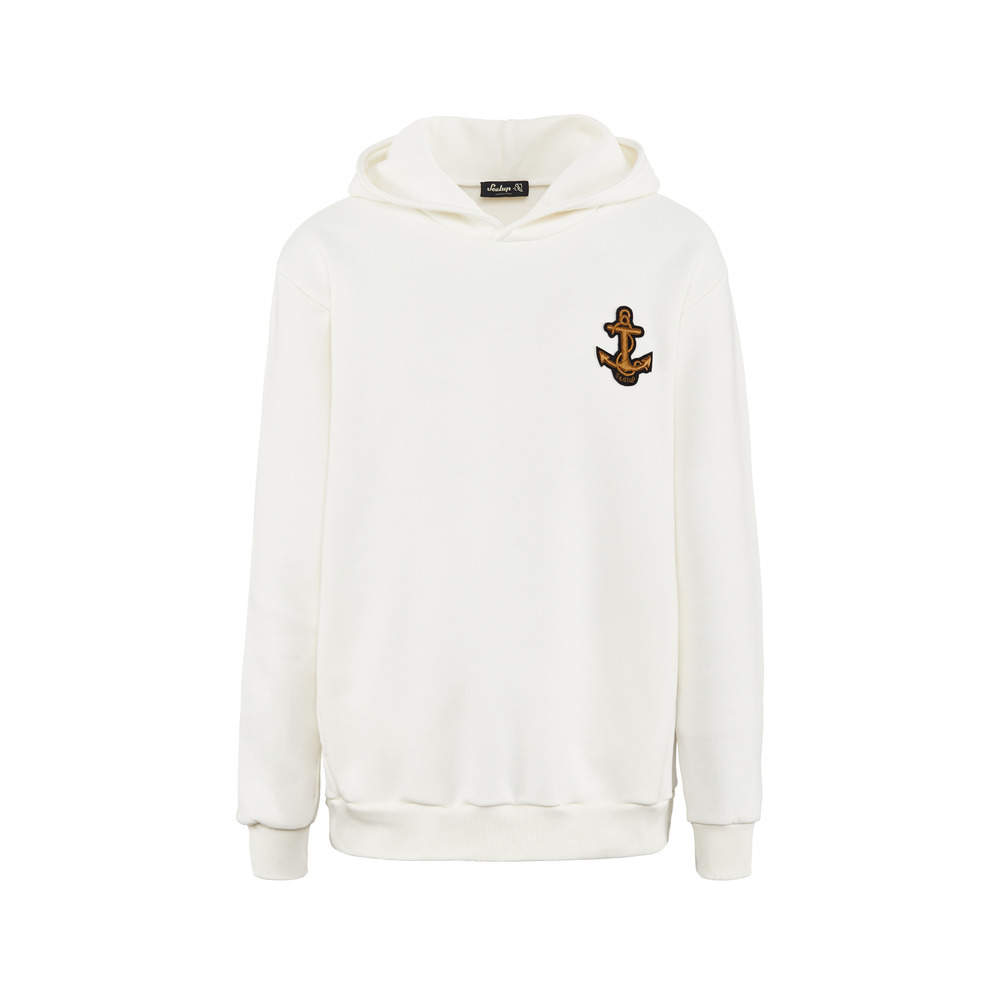 UNISEX HOODIE WITH ANCHOR, CREAM, SIZE M