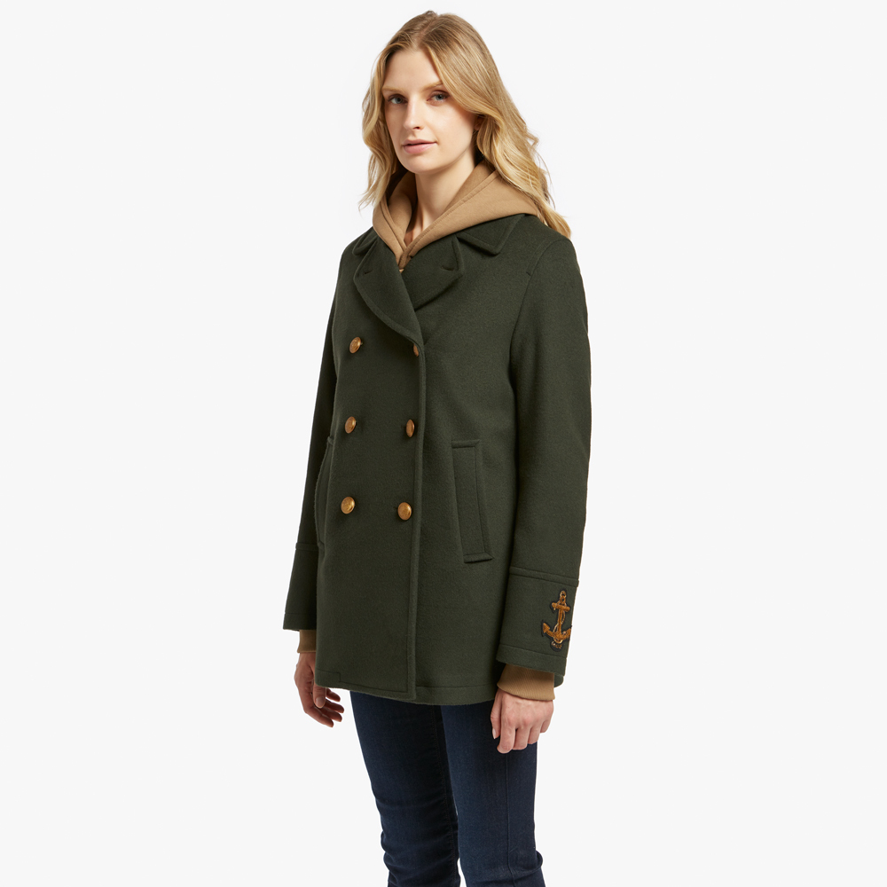 Dark green peacoat on sale women's